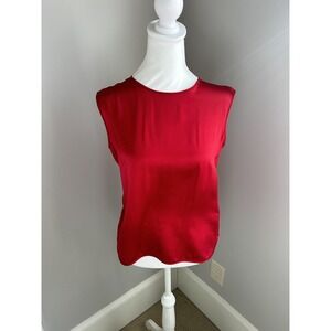 Vintage‎ Red Adolfo 100% Silk Sleeveless Tank Shell Top M/L